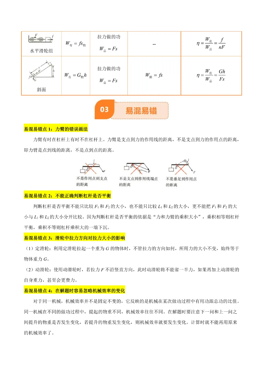 【中考专项物理】《专题13 简单机械》知识梳理+易错专项  完整高清电子版可打印 第8张