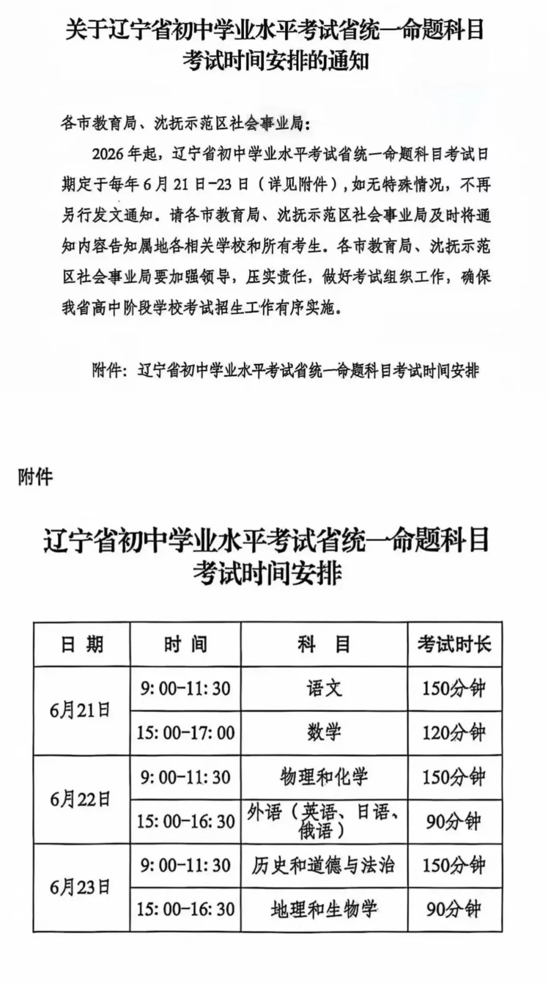 最新丨2026年辽宁省中考时间确定! 第2张