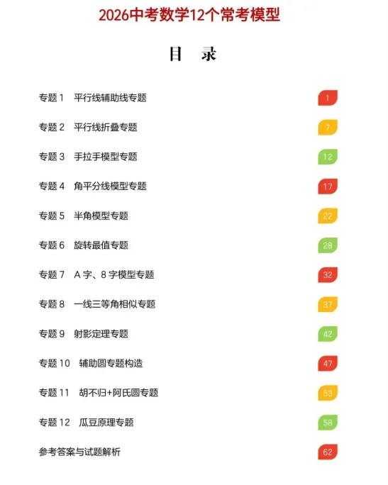 2026年中考数学12类常考几何模型 第1张