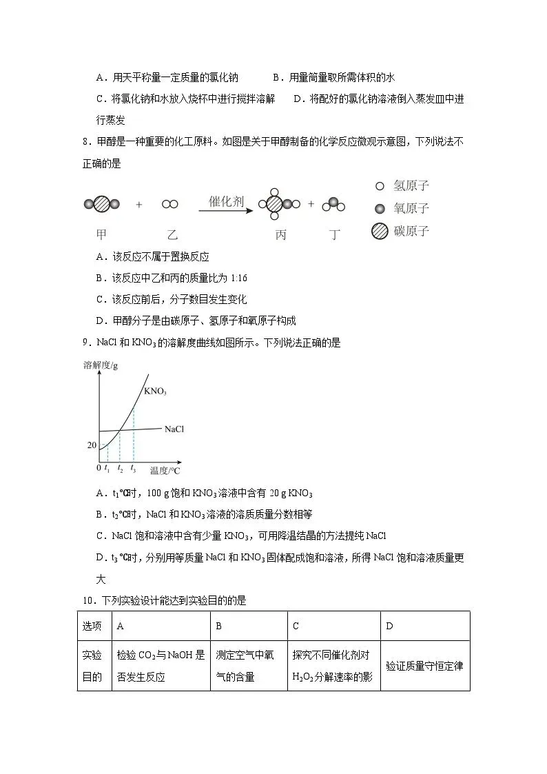 2025年宁夏中考化学真题(附答案解析) 第2张