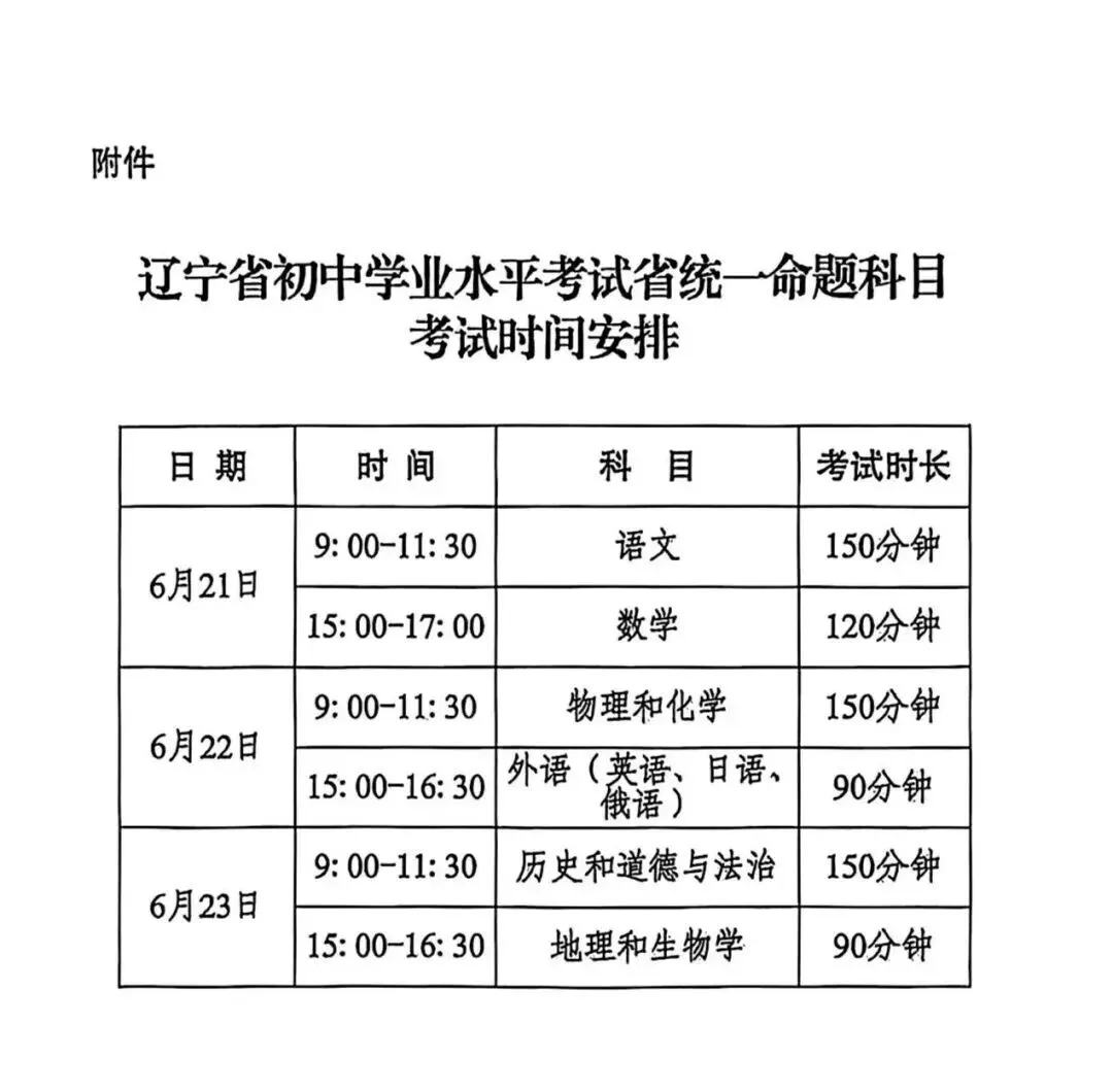 2026辽宁中考时间;附往年中考试卷及答案 第5张