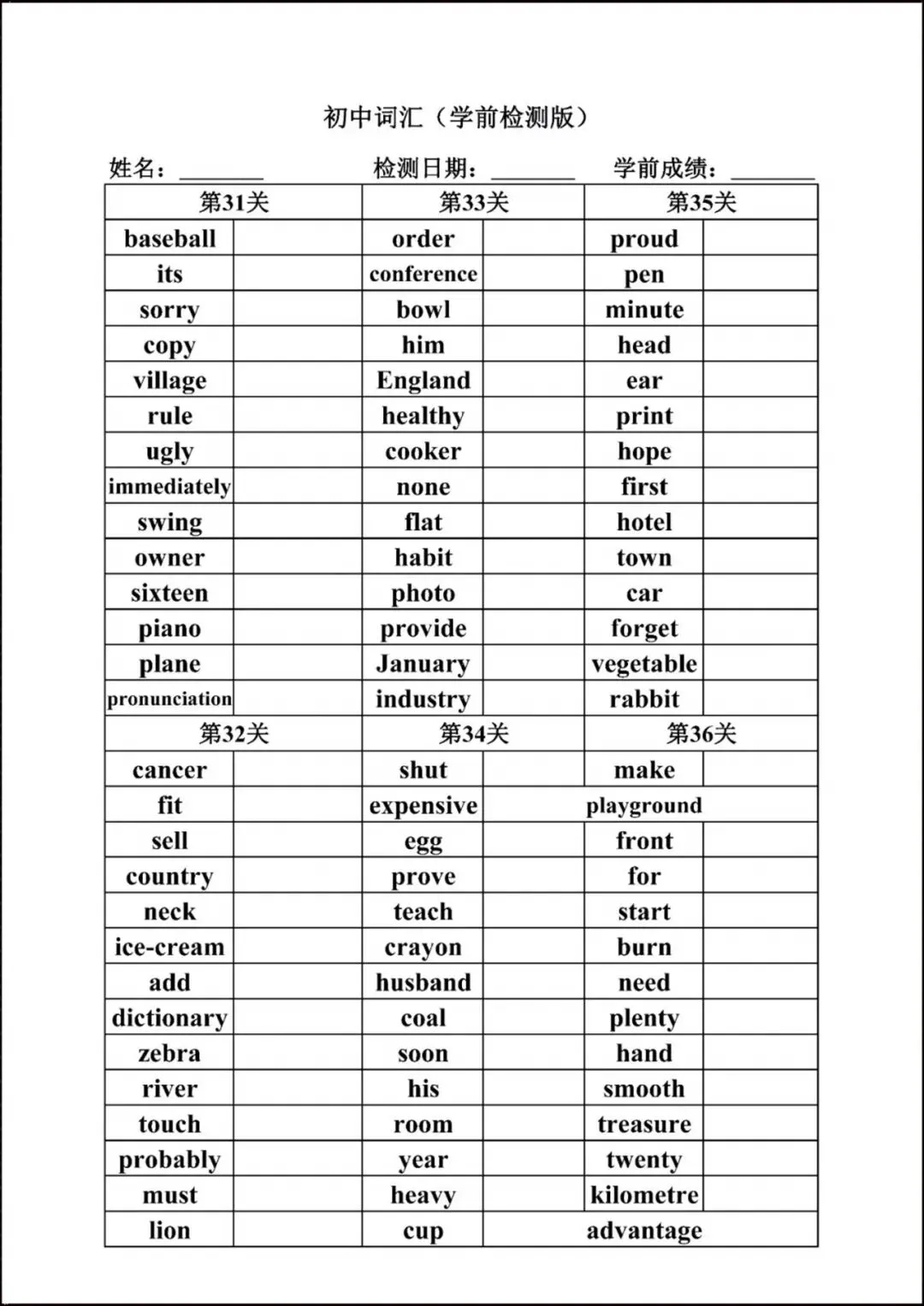 2026春人教版中考英语1600个核心词汇(默写版+背诵版)完整电子版可下载打印! 第7张