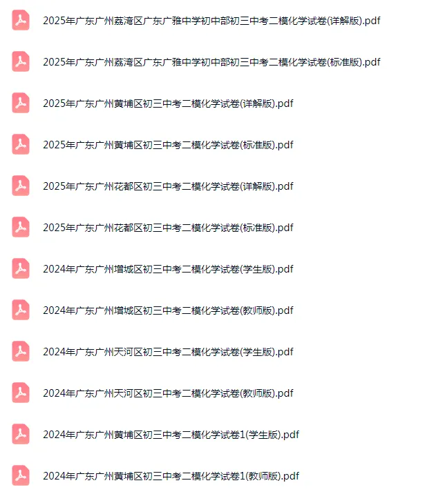 2021-2025年广东广州各区初三中考二模化学试卷 第3张