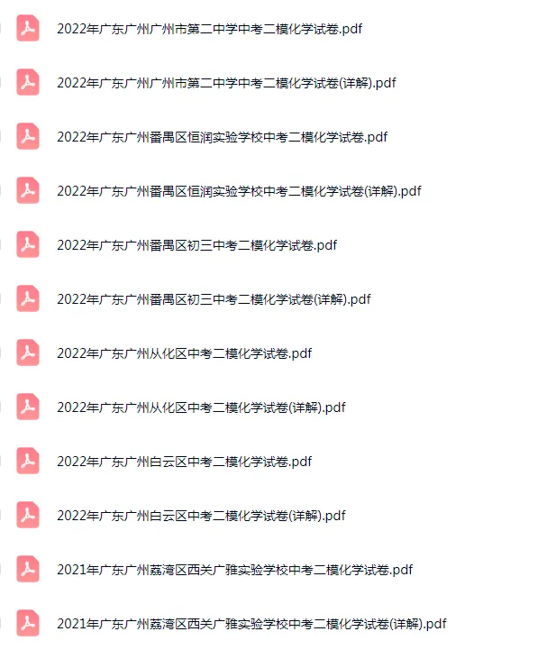 2021-2025年广东广州各区初三中考二模化学试卷 第9张