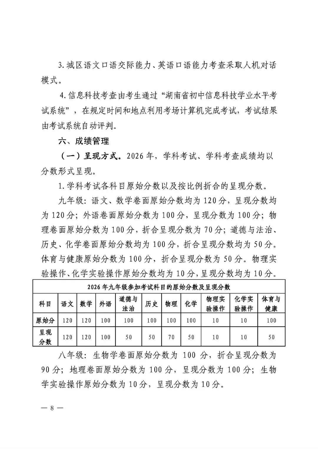 【中考政策】株洲市 2026年初中学业水平考试实施方案 第8张