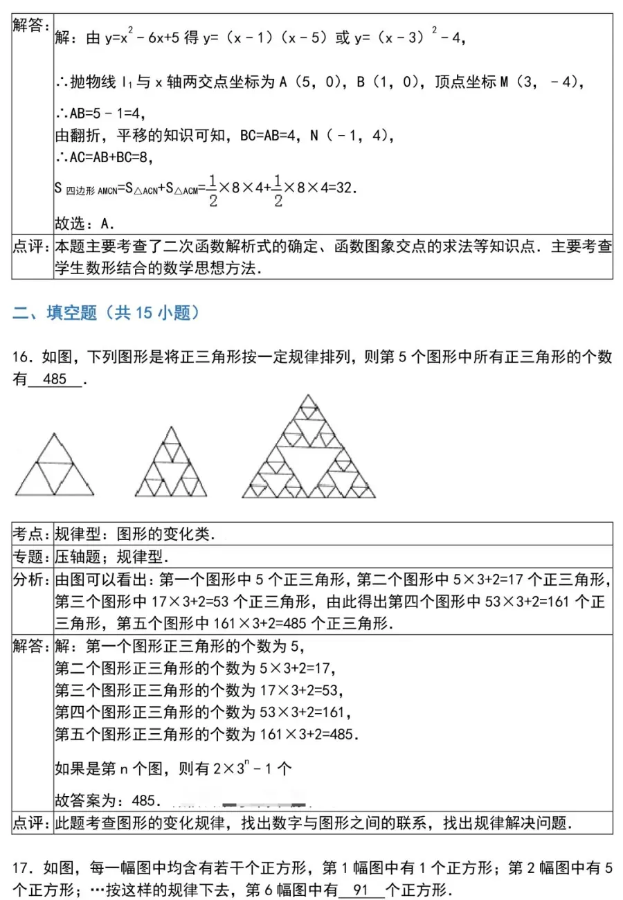 初中数学选择题和填空题解题技巧(附中考数学压轴题30道) 第35张