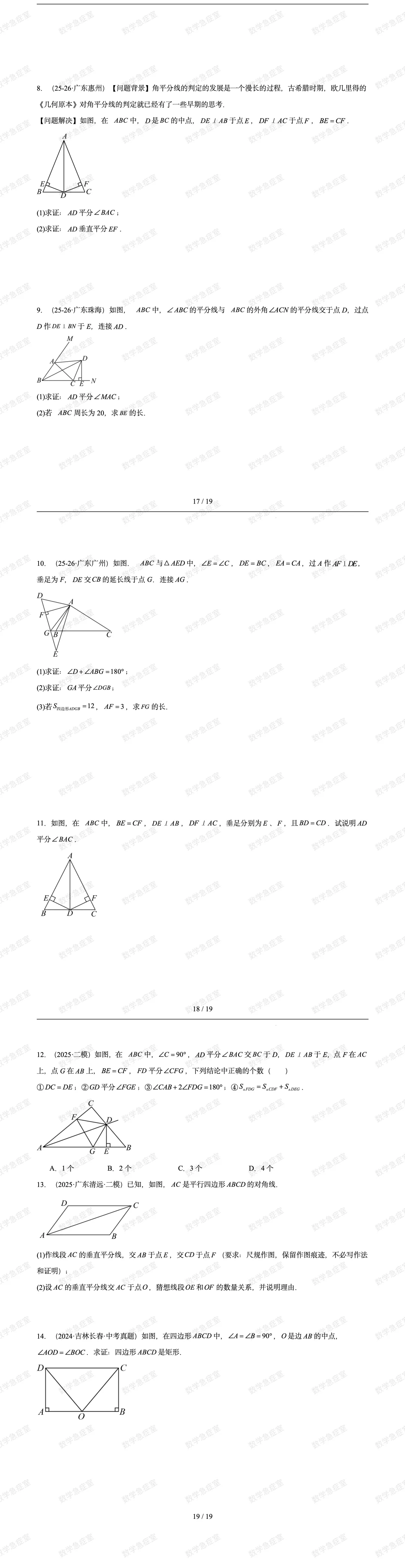2026深圳数学中考一轮复习几何模型专题1【平行线+线段中点、角平分线+垂直构造全等模型】 第6张