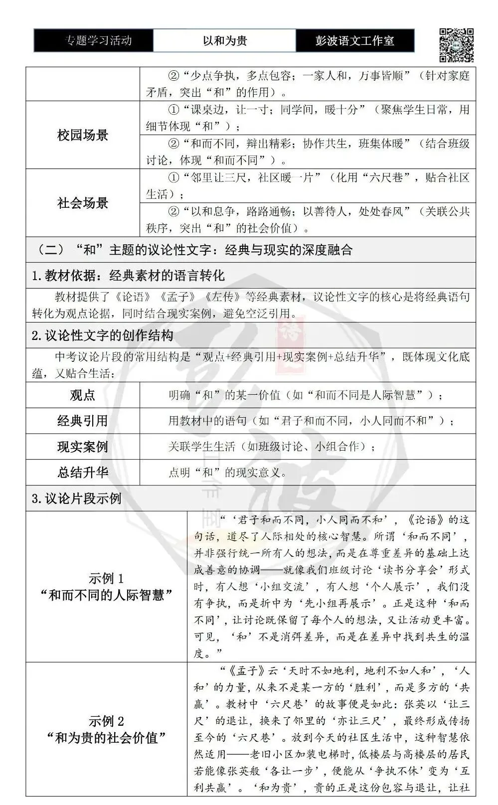 【中考语言专项-专题学习活动】-八年级下-08以和为贵-知识手册(2元) 第16张