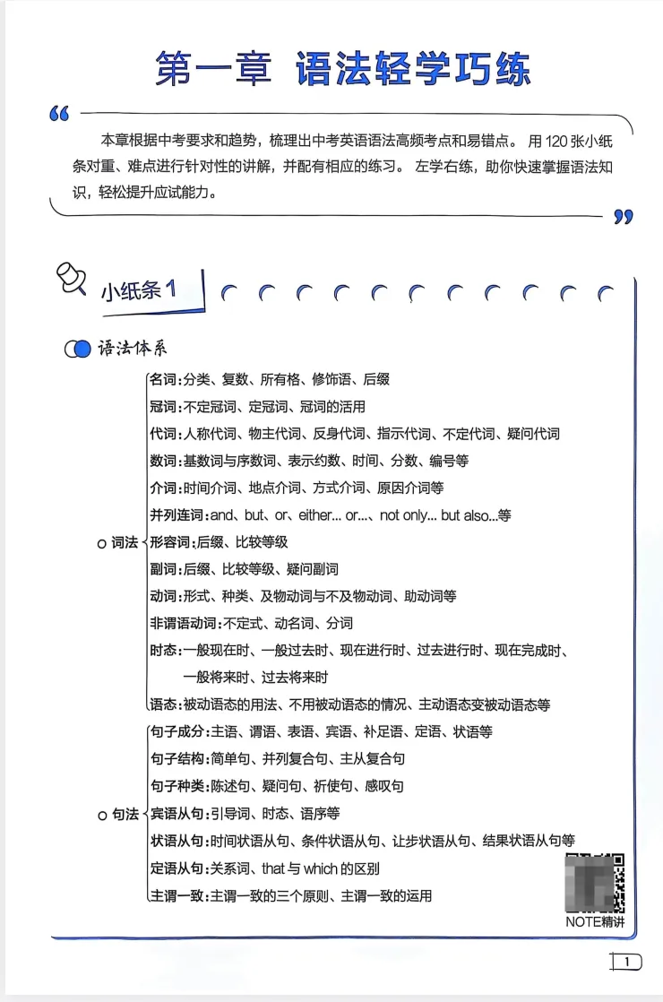 2026版《星火英语•中考语法120张小纸条》语法册+答案册(电子版!可下载打印) 第5张