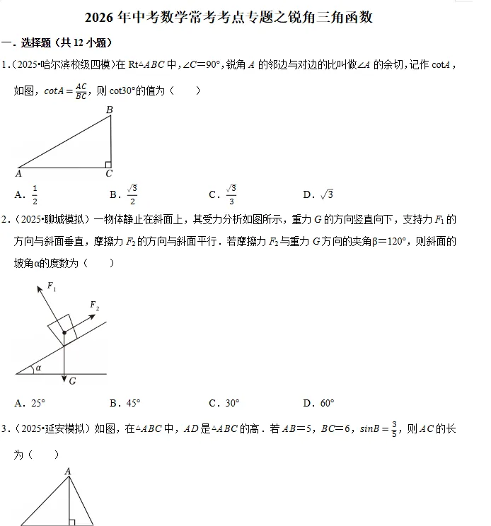 中考全科核心考点|2026 专题训练资料(免费电子版 可编辑 可打印) 第6张