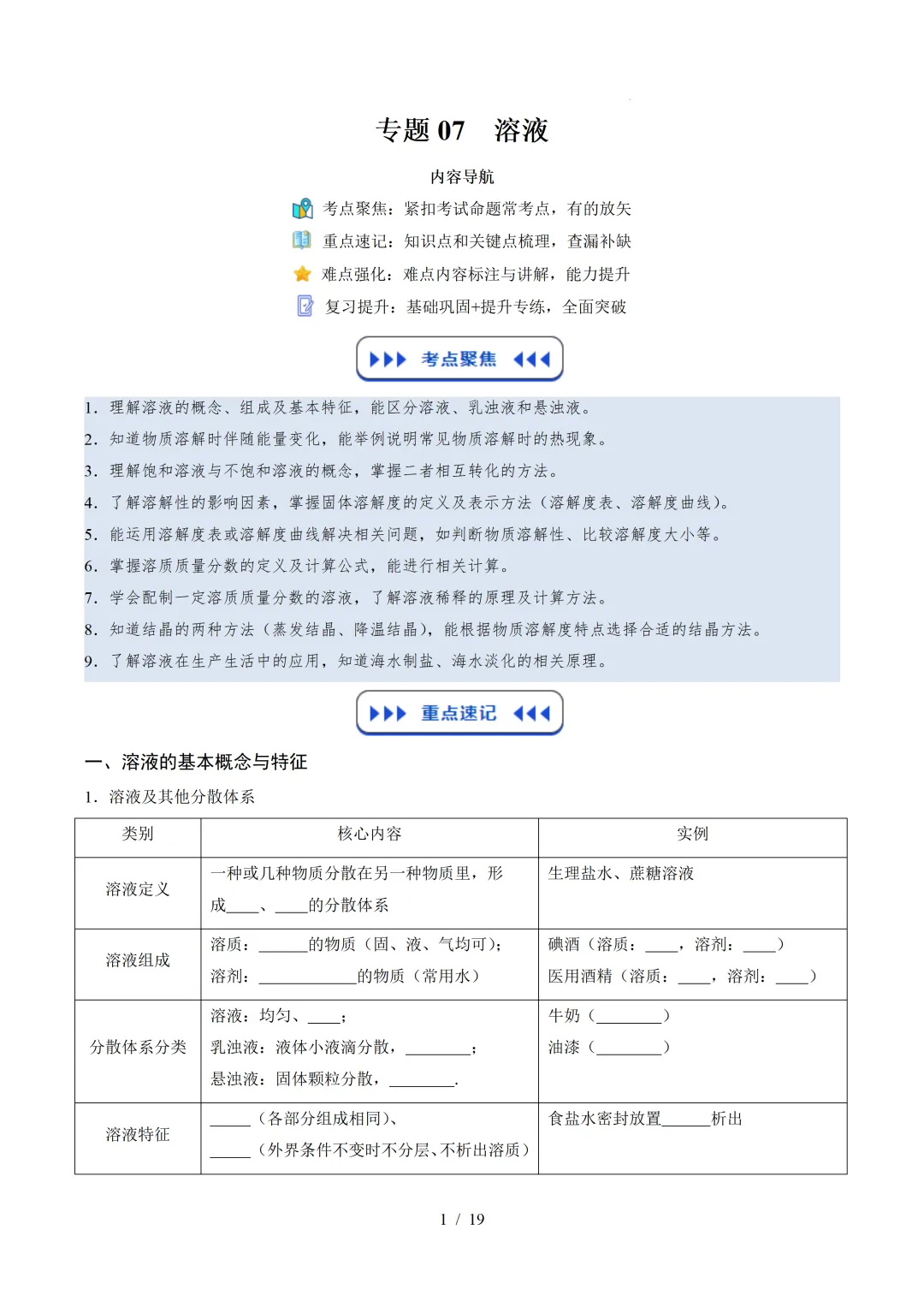 中考化学 | 寒假复习讲义 专题07 溶液(上海专用)——原卷&解析 第3张