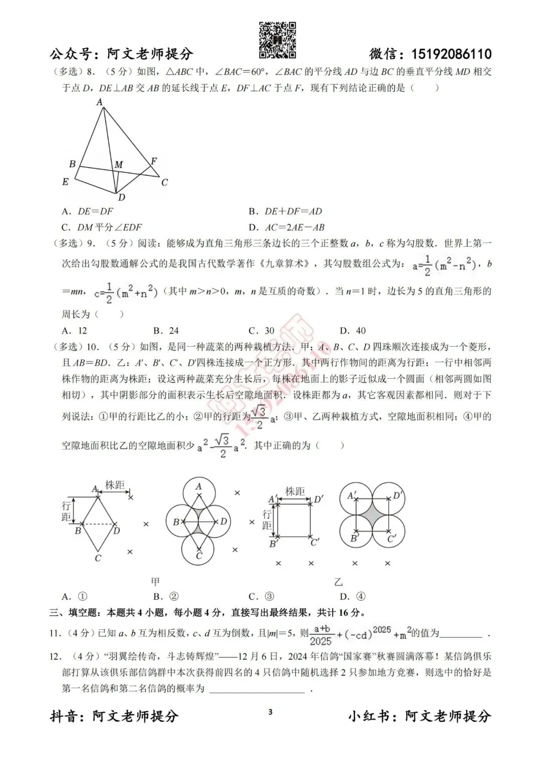 阿文中考第12套2025中考一模潍坊(含答案) 第3张