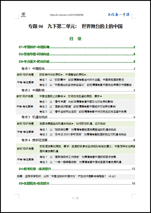 2026 中考 道德与法治 一轮复习(全国通用) 06 世界舞台上的中国 (复习讲义) 第5张