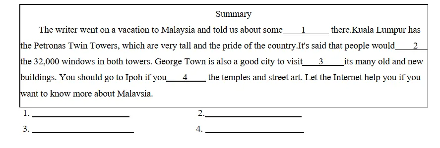 重庆中考英语新题型概要补全练习9 第3张