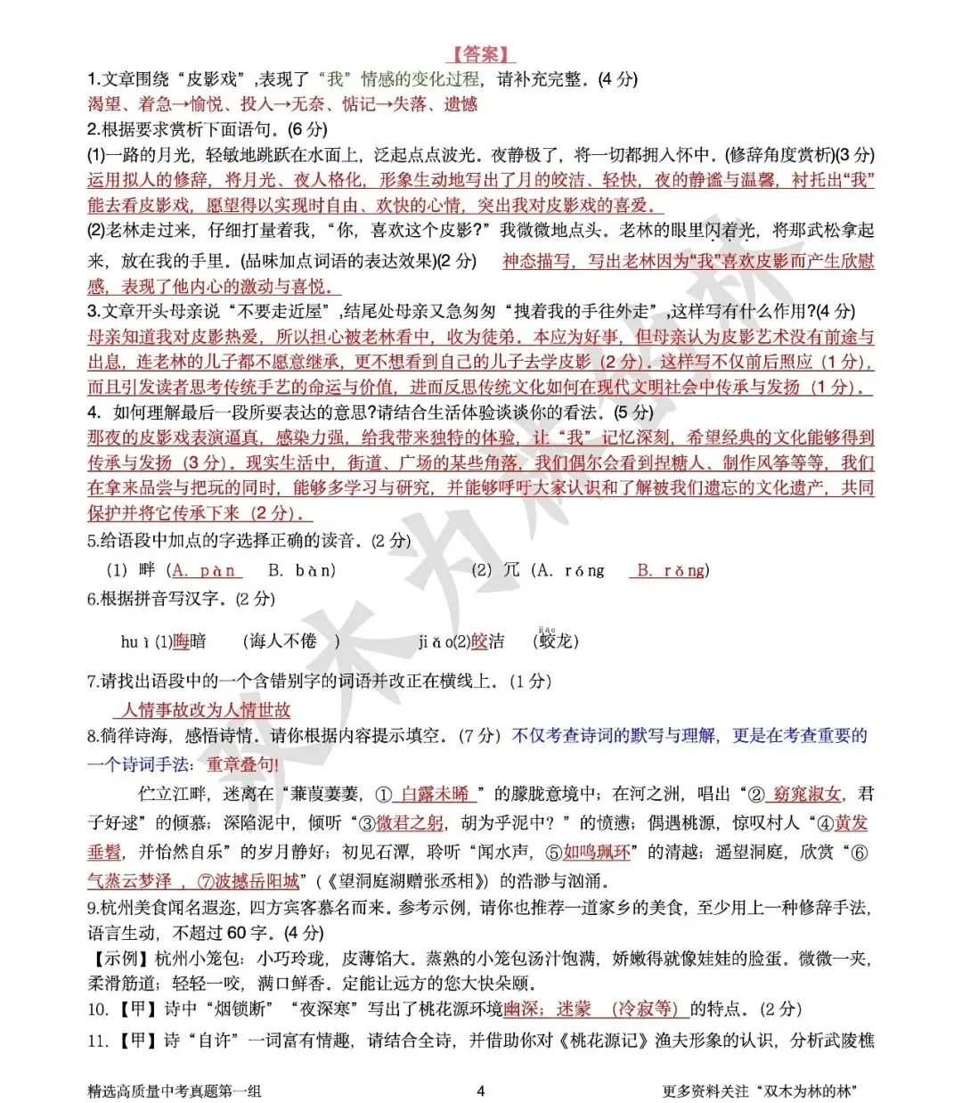【中考刷题】一线老师精选高质量语文模拟真题(一) 第4张