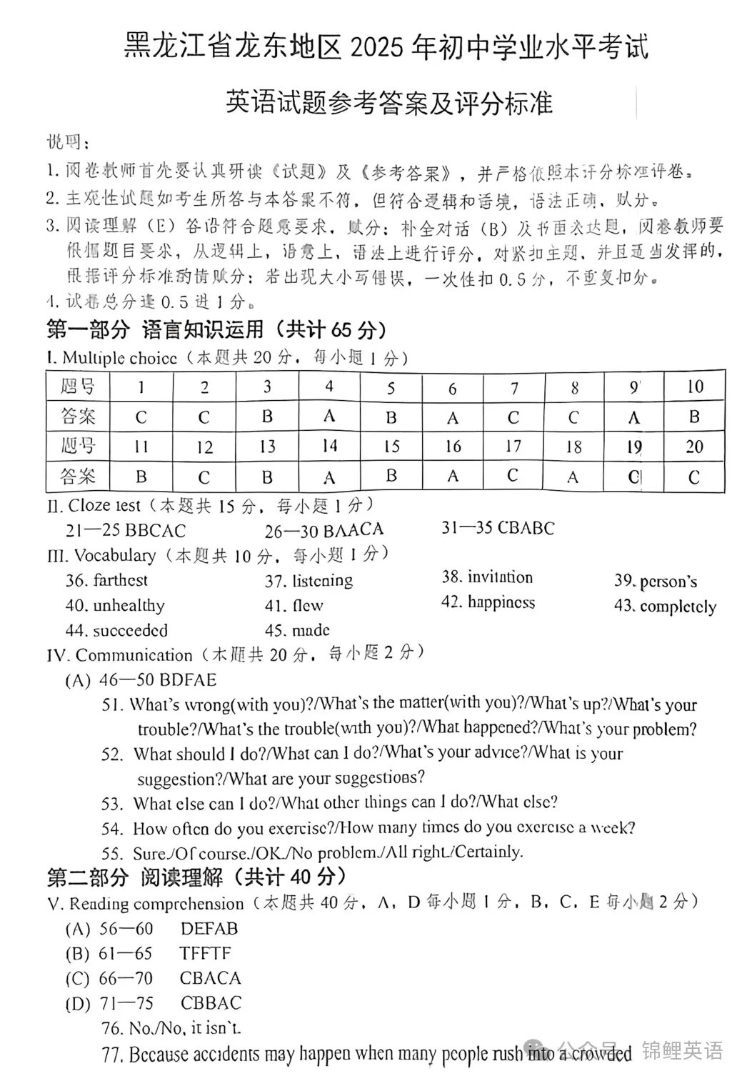 【中考真题】2025年黑龙江省龙东地区中考英语试题及答案 第9张