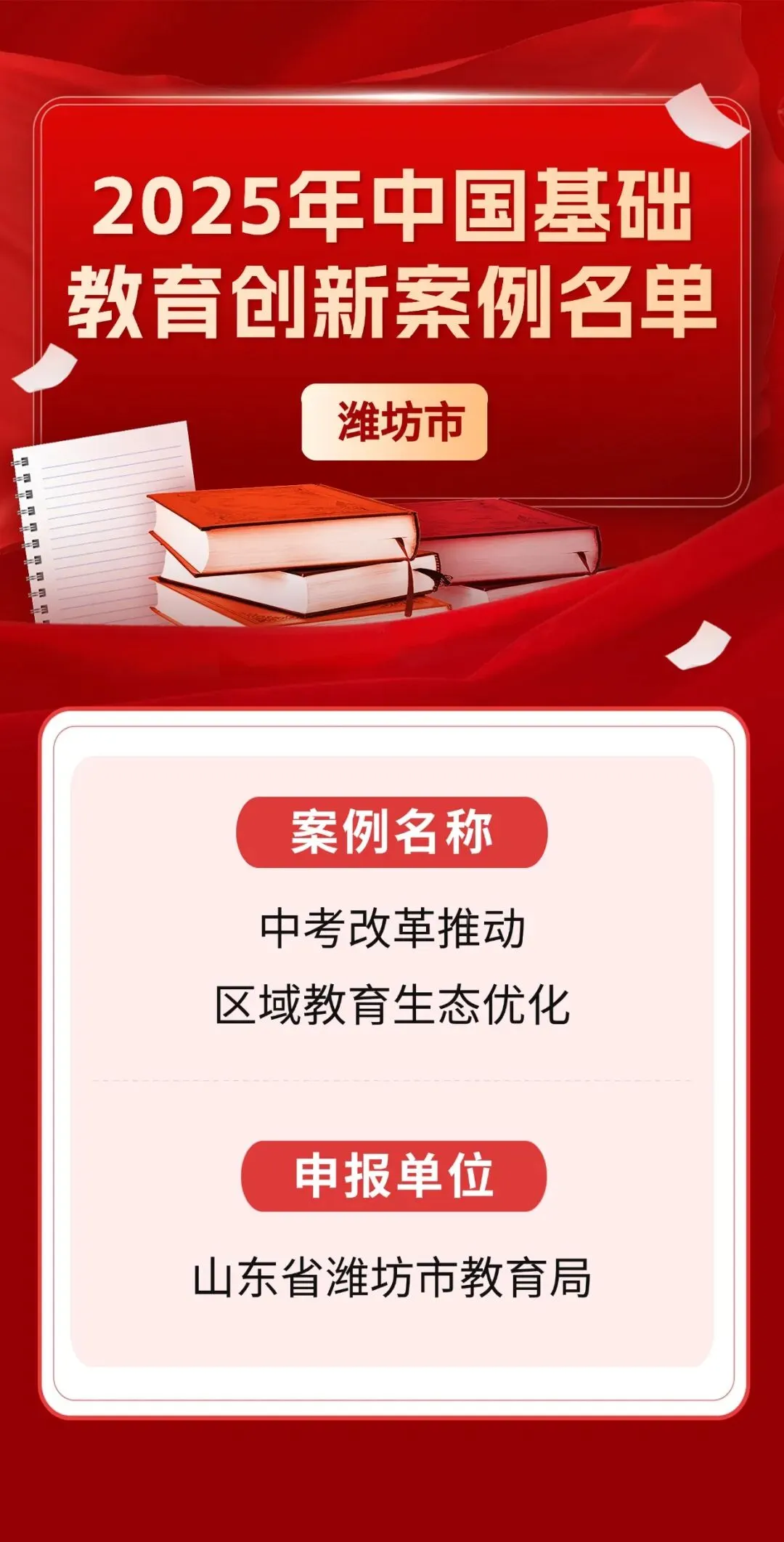 潍坊中考改革,入选2025年中国基础教育创新案例! 第1张