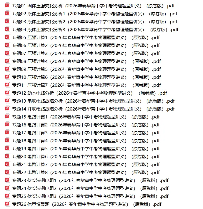 资料帖-2026年春华育中学中考物理题型讲义(原卷版+解析版) 第1张