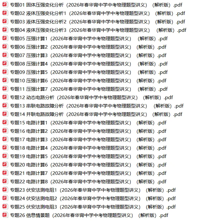 资料帖-2026年春华育中学中考物理题型讲义(原卷版+解析版) 第2张