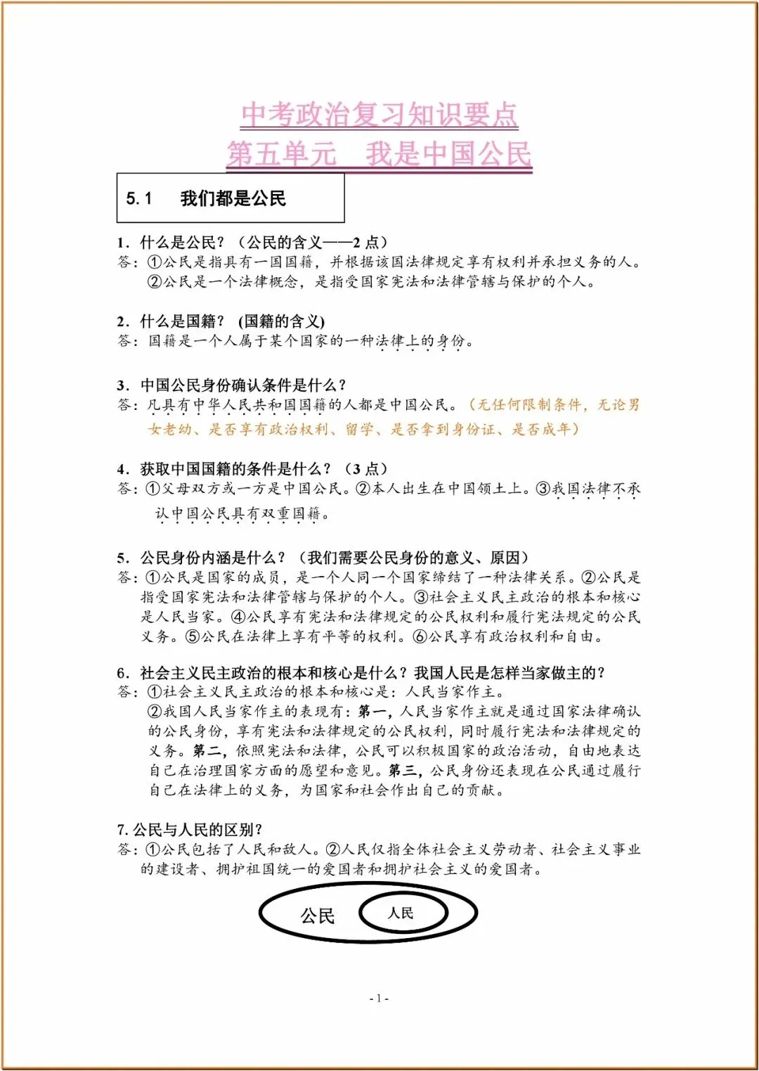 238中考政治复习知识要点 第1张