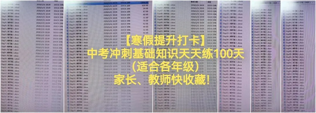 【寒假打卡练】2026中考语文基础冲刺天天练100天 Day17 (练习版)(word文档,共100天,有详解) 积跬步,至千里! 第2张