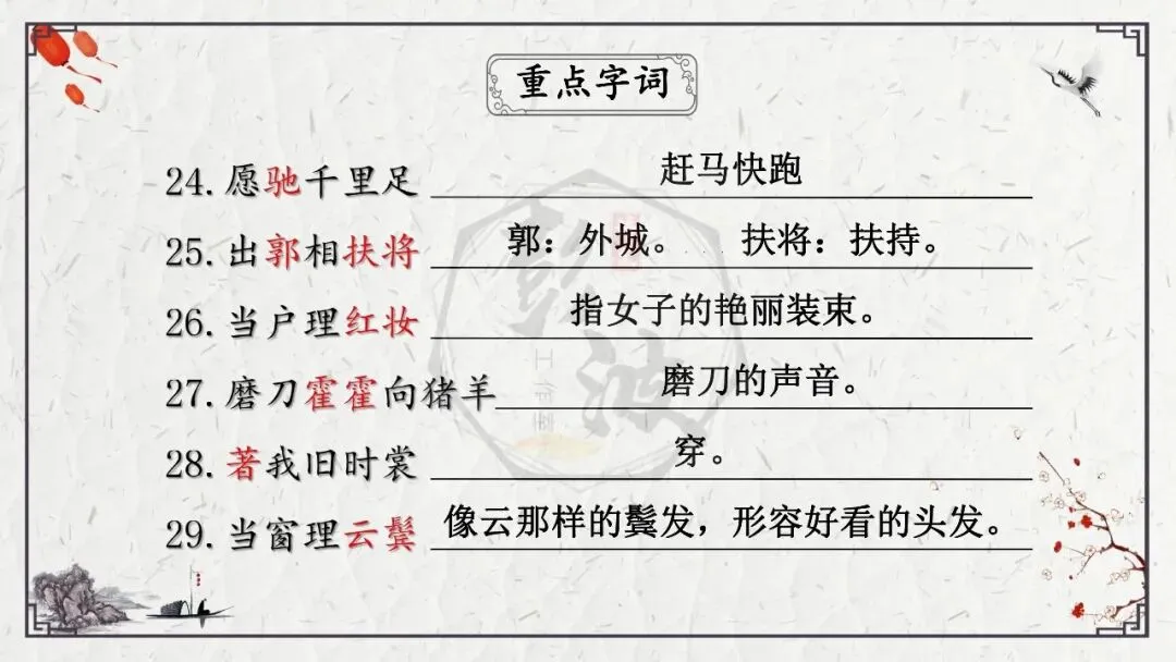 【中考专项复习课件】诗词曲85篇-13《木兰诗》 第21张