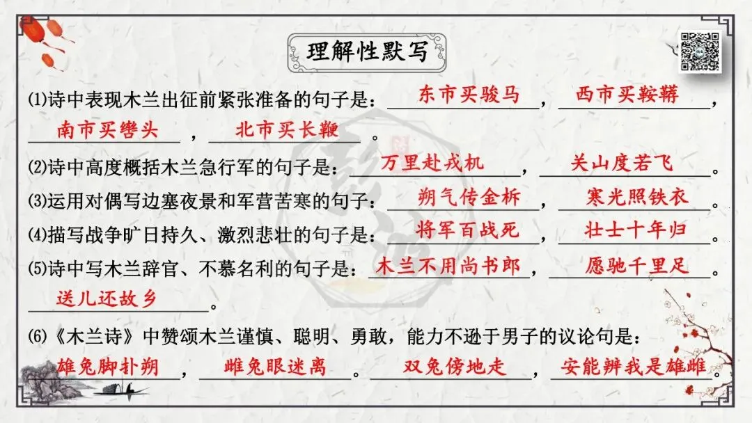 【中考专项复习课件】诗词曲85篇-13《木兰诗》 第37张