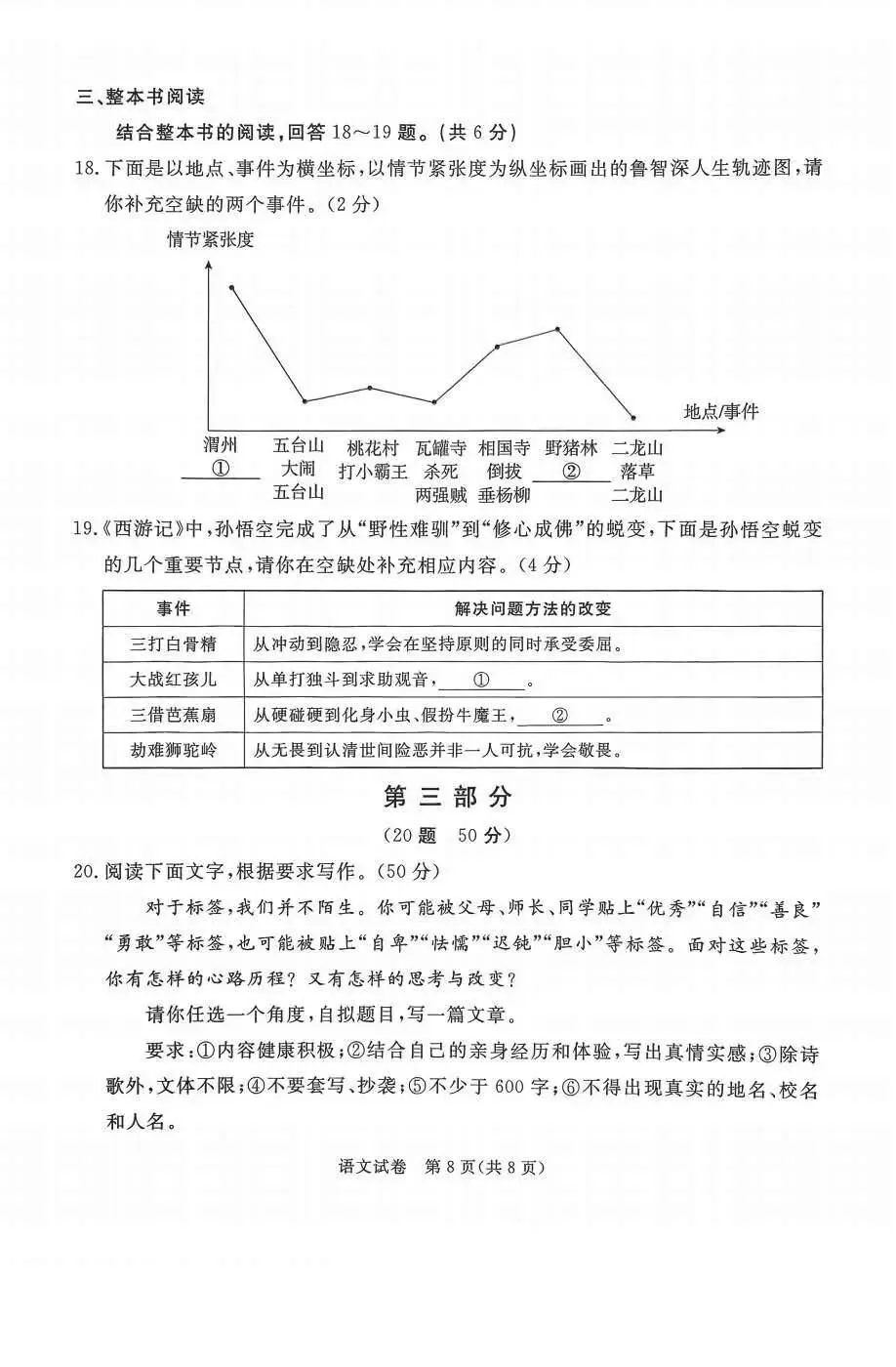 2025年中考启光二模语文试卷 第8张