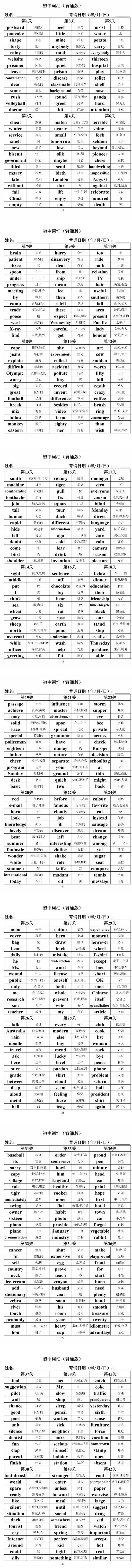 中考词汇通关秘籍:113关稳抓1600高频词 第3张 中考词汇通关秘籍:113关稳抓1600高频词 第3张