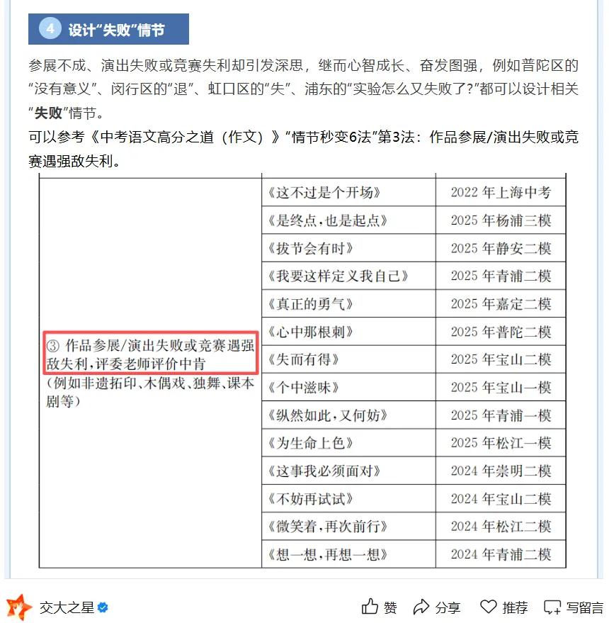 精准命中上海三区一模作文!这本《中考语文高分之道》太实用 第5张