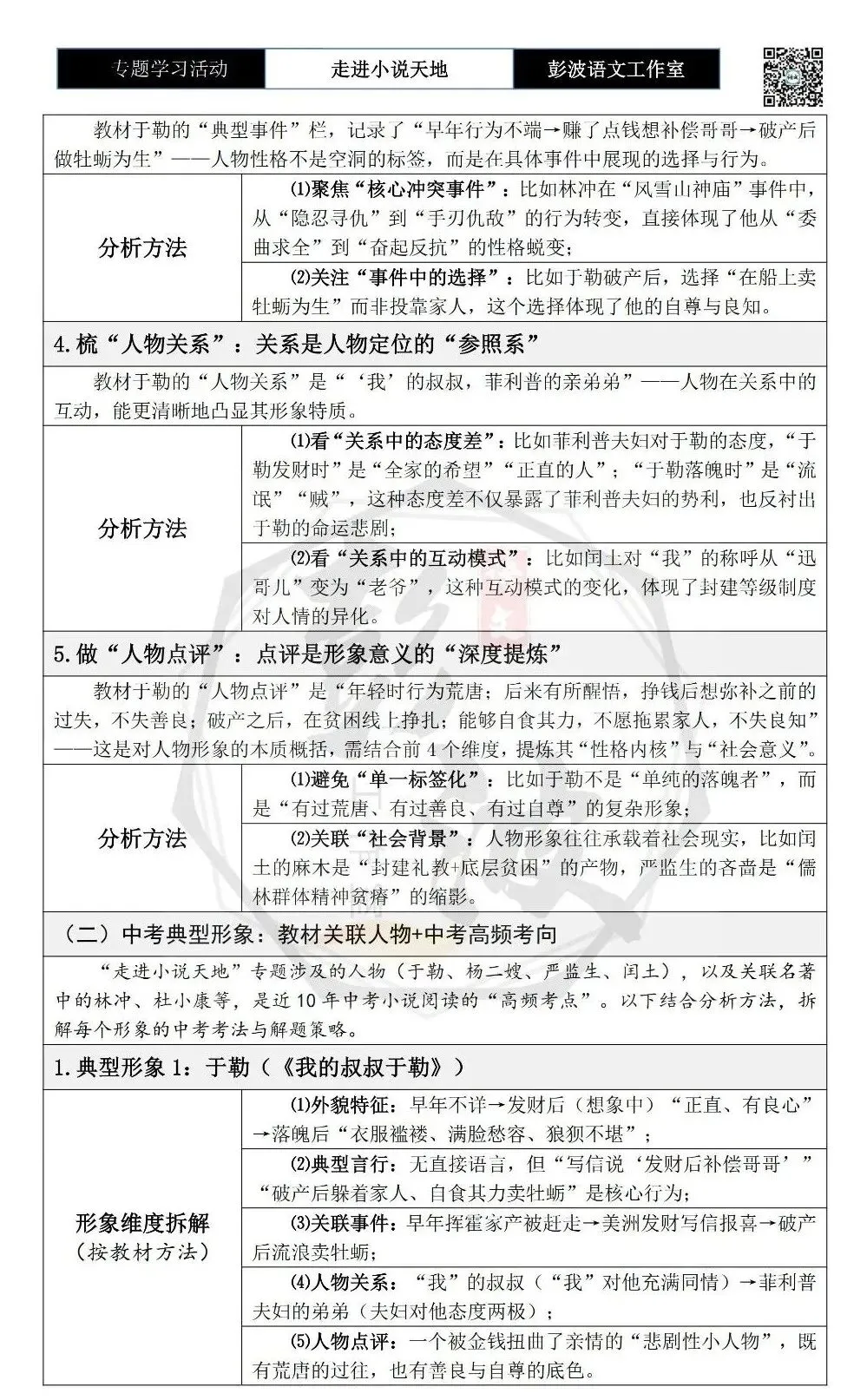【中考语言专项-专题学习活动】-九年级上-10走进小说天地-知识手册(2元) 第9张