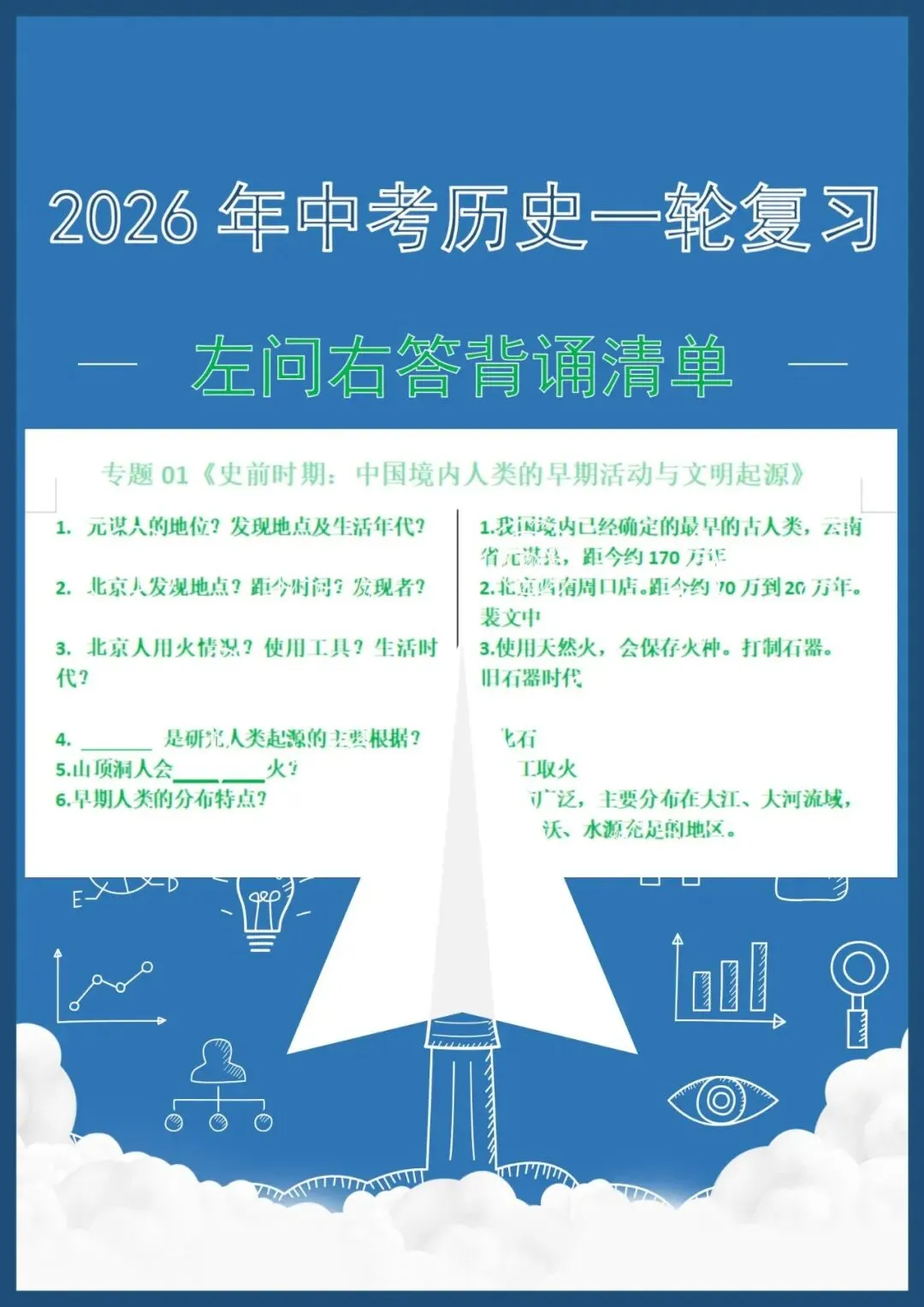 2026年中考历史一轮复习:左问右答背诵清单 第1张