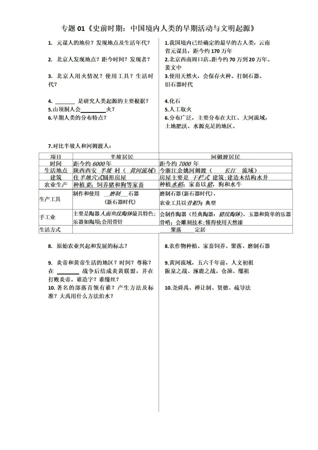 2026年中考历史一轮复习:左问右答背诵清单 第3张