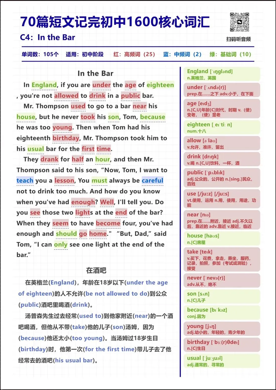 【中考必背】2026新人教版七八九年级《英语》70篇短文记完初中1600核心词汇(完整电子版可下载打印) 第8张
