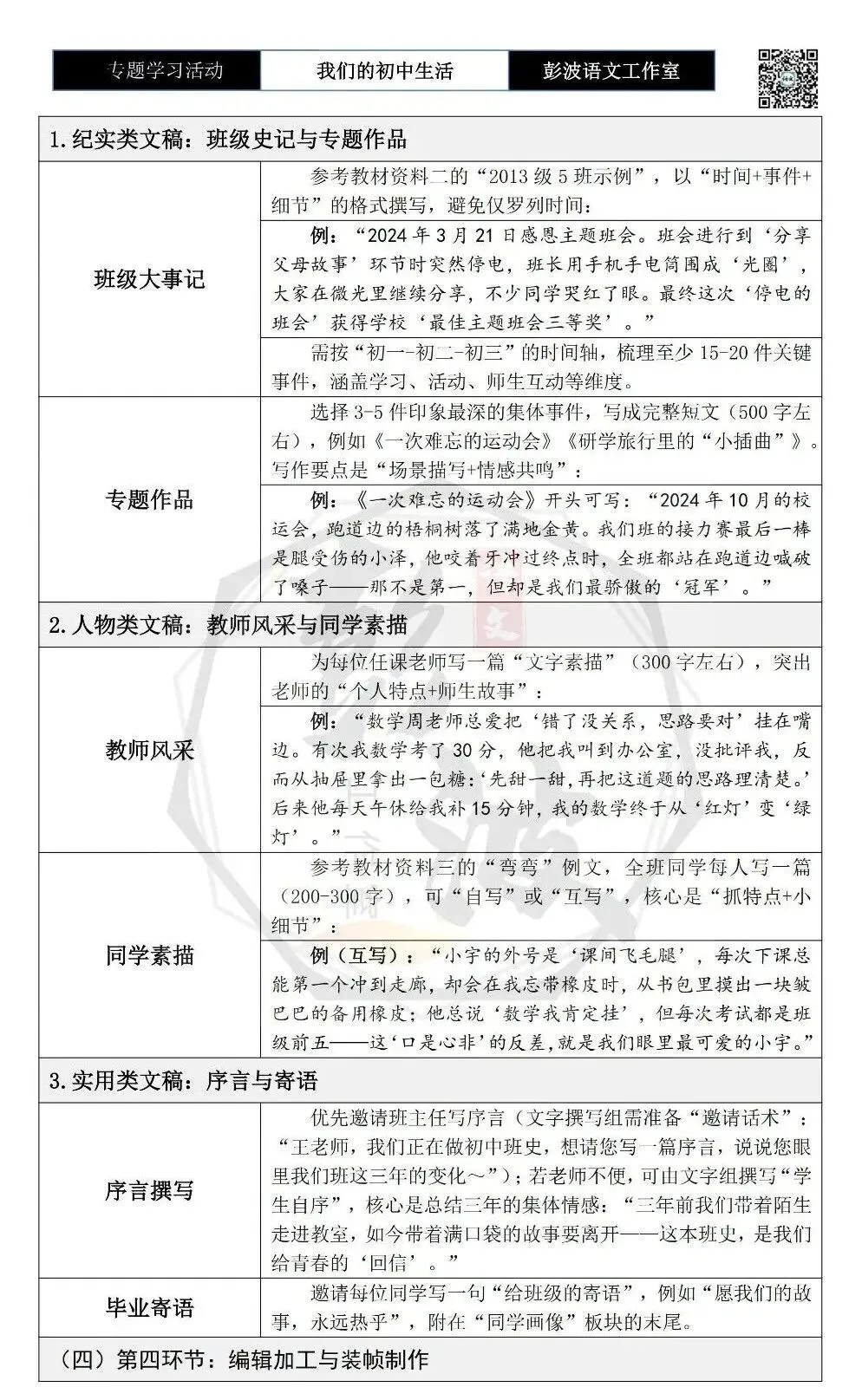 【中考语言专项-专题学习活动】-九年级下-11岁月如歌——我们的初中生活-知识手册(2元) 第7张