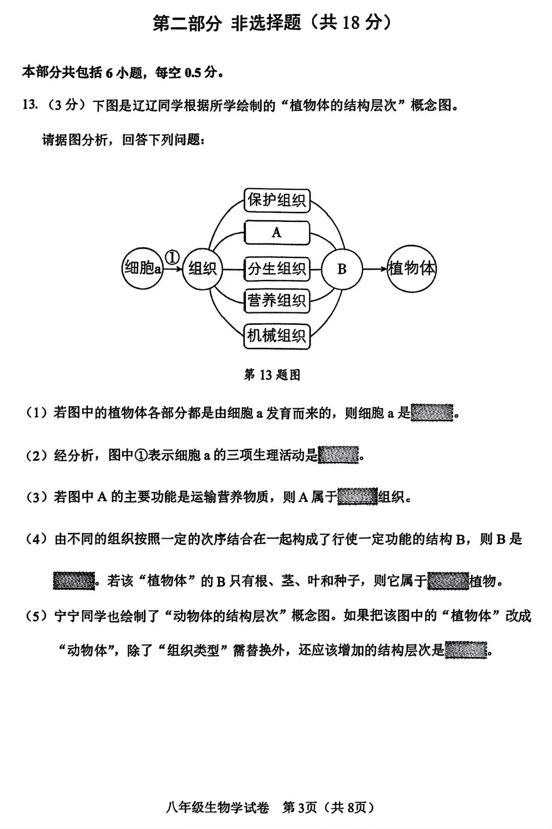 【试卷/小中考】2024-2025辽宁鞍山中考二模生物(含答案)可下载 第3张