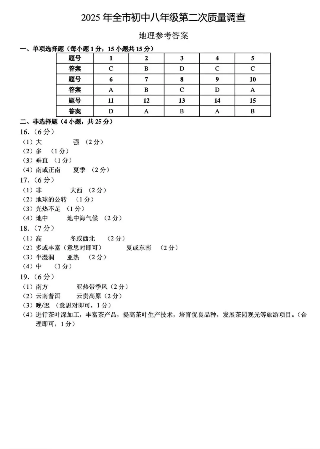 【试卷/小中考】2024-2025辽宁鞍山中考二模地理(含答案)可下载 第7张