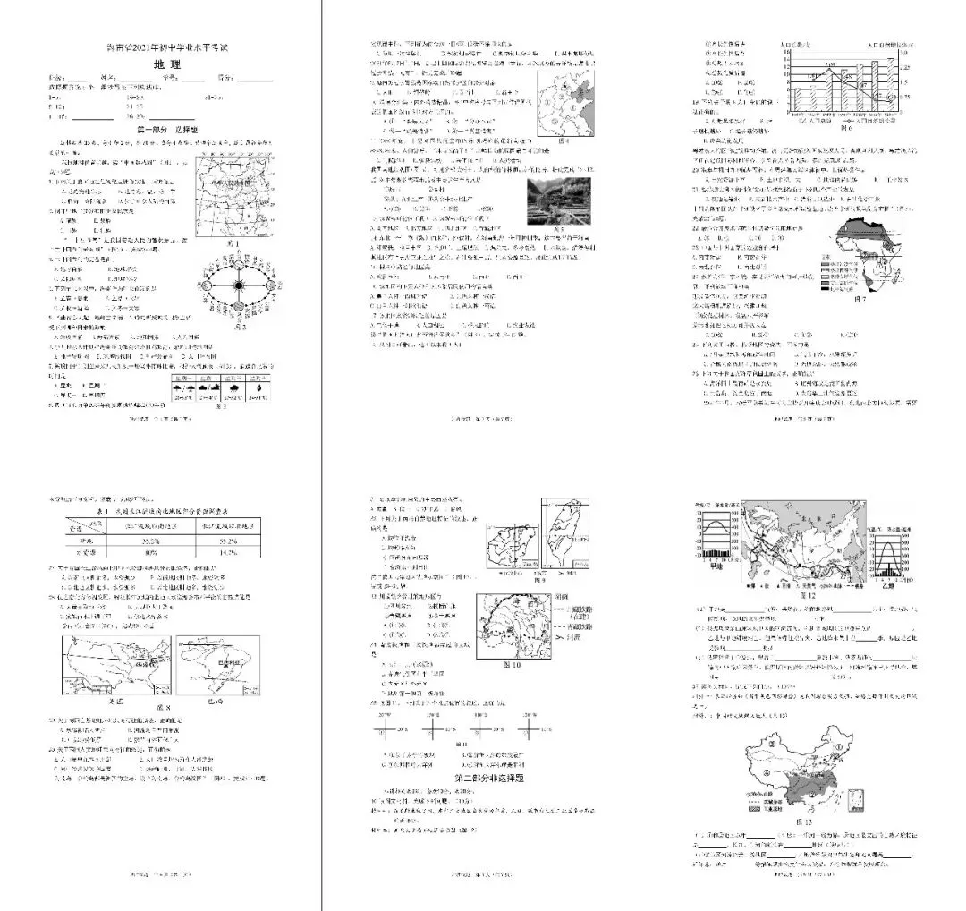 2020-2025年海南中考地理真题(含答案) 第3张