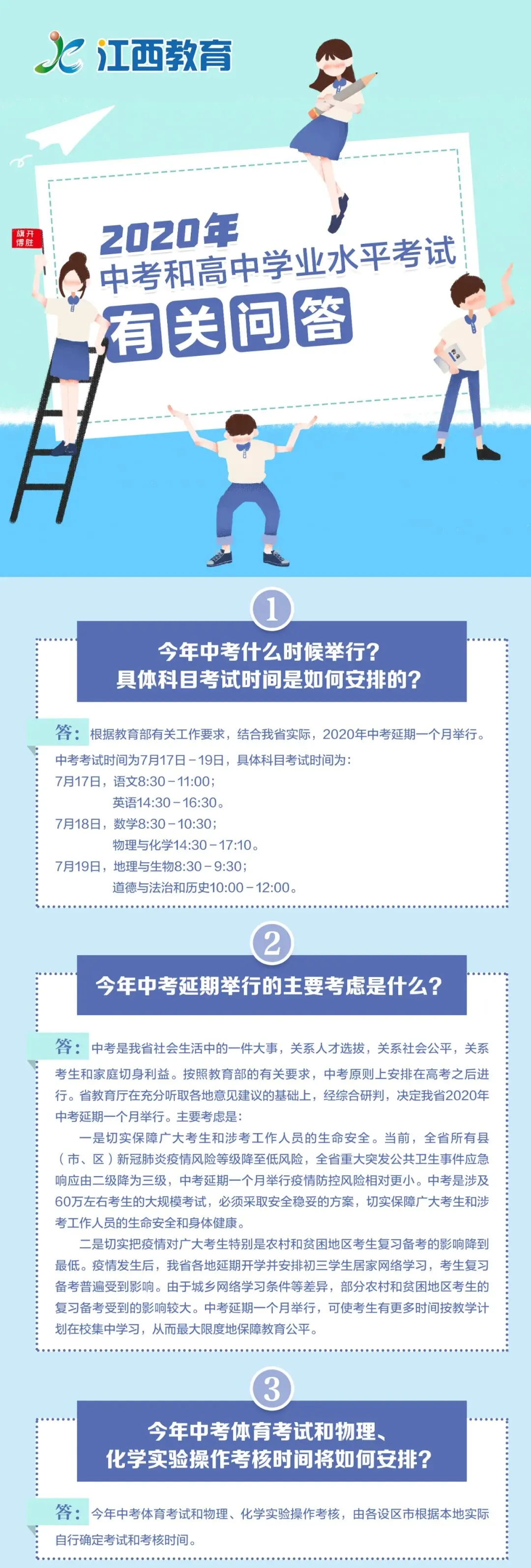 江西2020年中考和高中学业水平考试有关问答 第2张