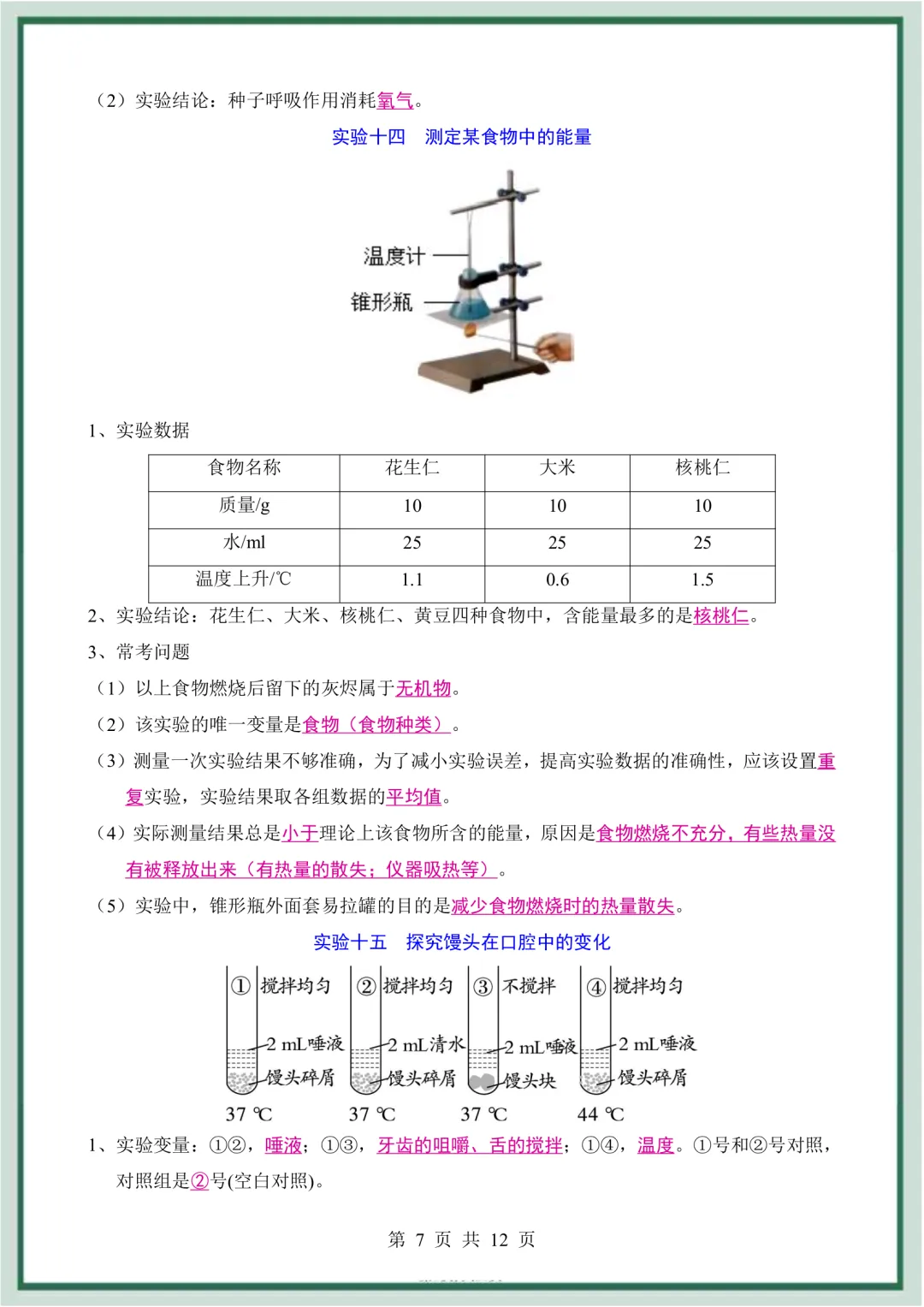 2026年最新版中考生物会考23个重点实验汇总,文末有完整版可打印,学霸学习好帮手,建议家长打印! 第8张