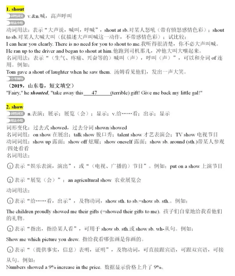 中考英语核心词汇详解 第2张