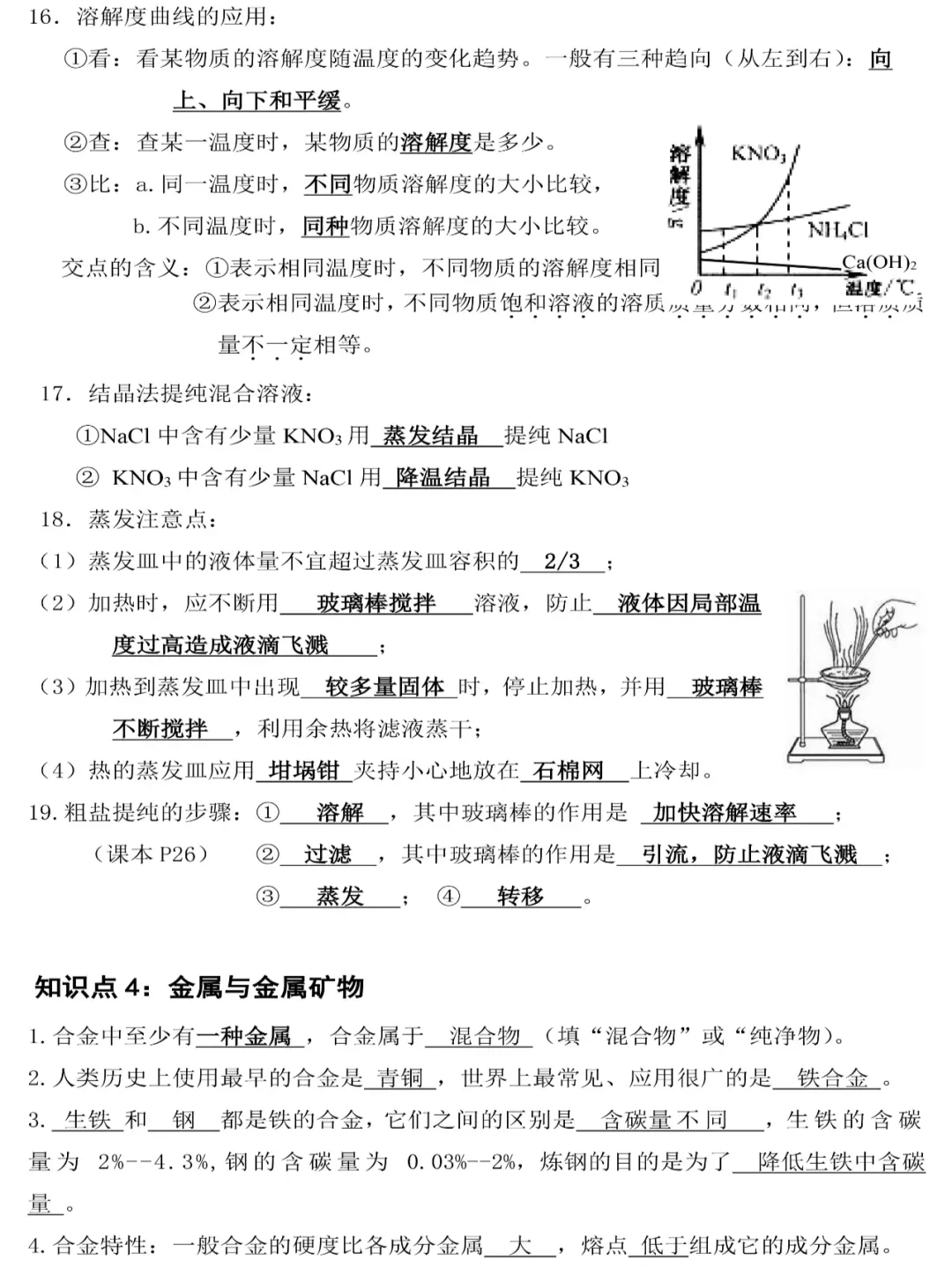 初中化学中考重难点知识考前总结 第7张