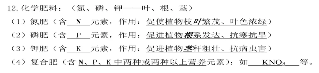 初中化学中考重难点知识考前总结 第12张
