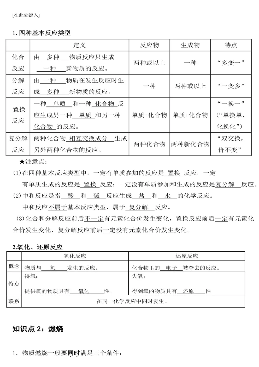 初中化学中考重难点知识考前总结 第17张