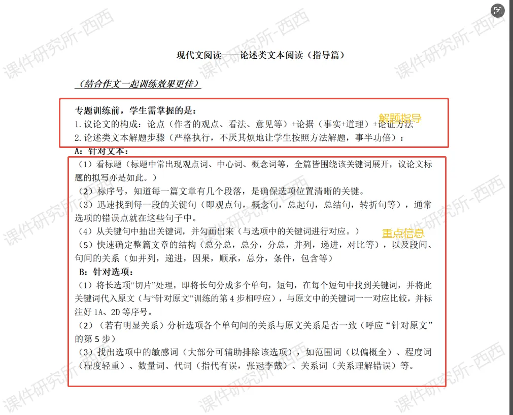 【中考二轮复习】高中语文解题指导之现代文阅读(论述类阅读解题指导+文本类阅读解题指导) | 名师系列 第3张