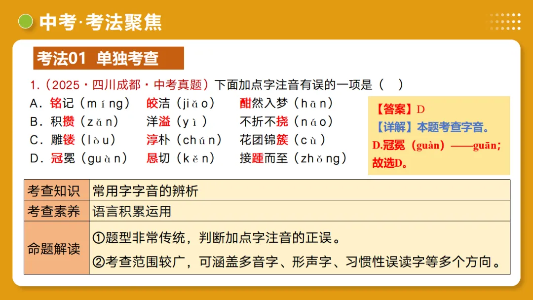 2026年中考复习第01讲《汉字:字音、字形、字义》讲练测 第40张