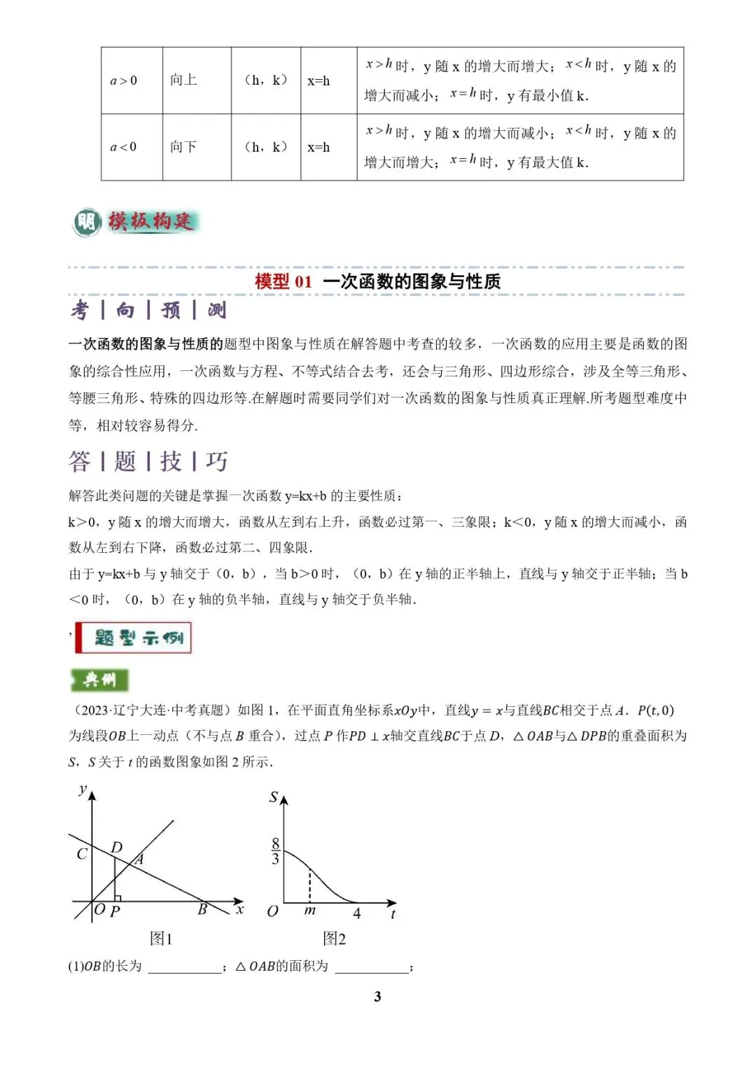 中考数学复习 | 专题04函数的图象与性质解答题模型构建(3大函数5大模型)(解析版) 第3张