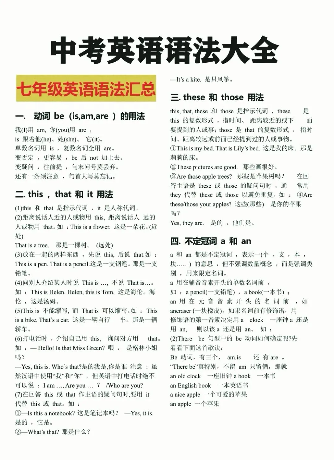 中考英语总复习语法大全 第1张