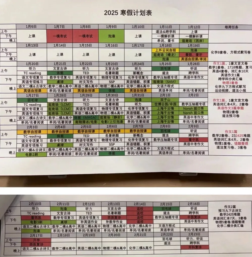 一模宜川,中考华紫!给大家普及下从中等生逆袭到牛娃的寒假强度! 第3张