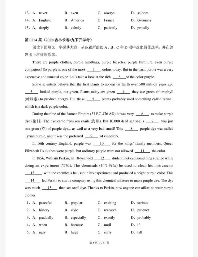 中考英语-完形填空专项训练300篇(历年中考真题汇编221-240篇) 第7张